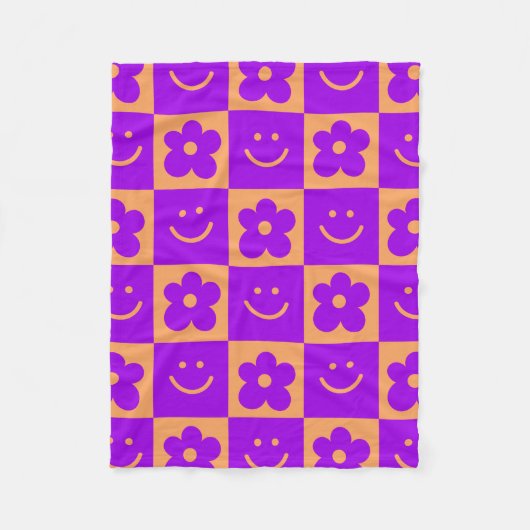 Geometrische patroon retro kleuren 70s fleece deken (Voorkant)