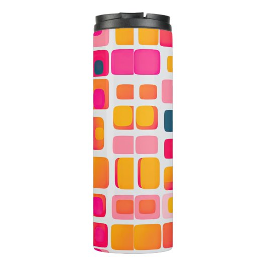 Geometrische patroon retro midden eeuw aangepaste  thermosbeker (Achterkant)