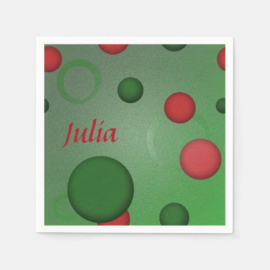 Geometrische Patroon Stippen Cirkels op elke groen Servet (Voorkant)