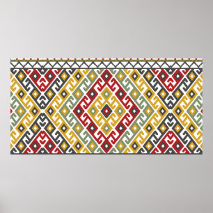 Geometrische patroonachtergrond in de Indische, Tu Poster
