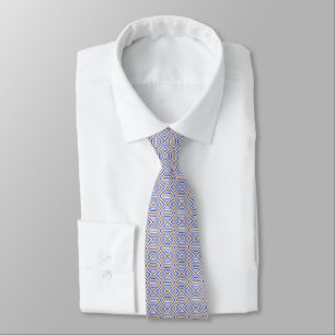 Geometrische patroonfiguren retro bruin blauw stropdas