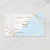 Geometrische patroonmarmer Gold Light Blue Referra Visitekaartje (Achterkant)