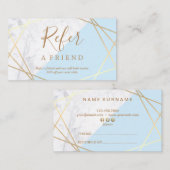 Geometrische patroonmarmer Gold Light Blue Referra Visitekaartje (Voorkant / Achterkant)