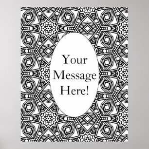 Geometrische patroonovale rand Volwassenkleurpagin Poster