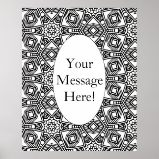 Geometrische patroonovale rand Volwassenkleurpagin Poster