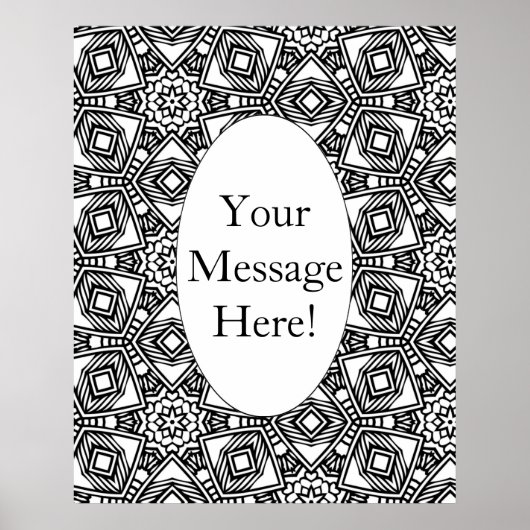 Geometrische patroonovale rand Volwassenkleurpagin Poster (Voorkant)