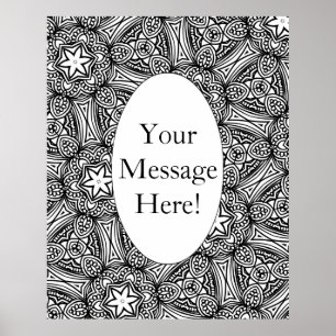 Geometrische patroonovale rand Volwassenkleurpagin Poster