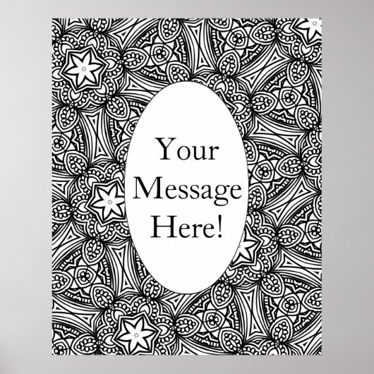 Geometrische patroonovale rand Volwassenkleurpagin Poster (Voorkant)