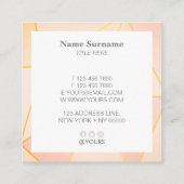 Geometrische patroonpeach Gold Square Visitekaartj Vierkante Visitekaartje (Achterkant)