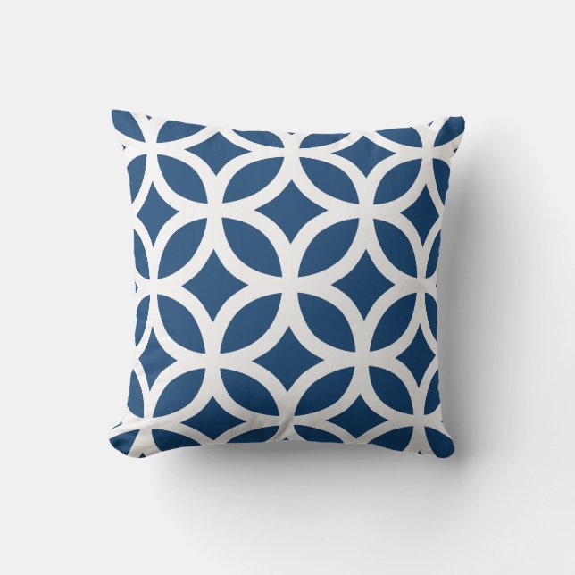 Geometrische patroonpiloot in Monaco Blue Kussen (Voorkant)