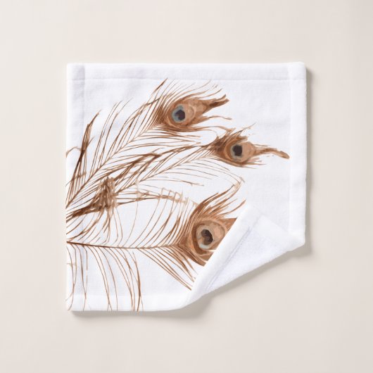 Geometrische pauw veer ingetogen modern bad handdoek (Wasdoekje)