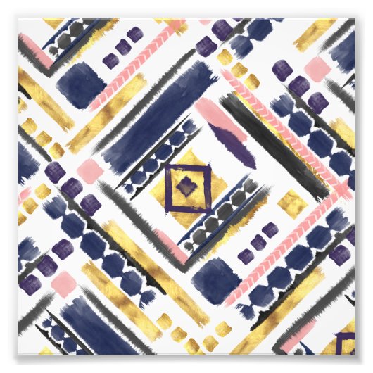 Geometrische penseelstreken van de goudverf met st foto afdruk (Voorkant)