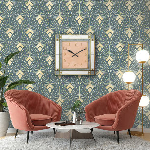 Geometrische perfectie in Art Deco Vierkante Klok