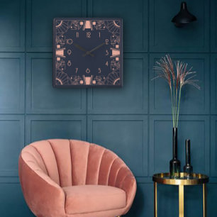 Geometrische perfectie in een Art Deco-stijl Vierkante Klok