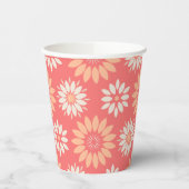 Geometrische Perziken en Crème Bloemmotief Papieren Bekers (Links)