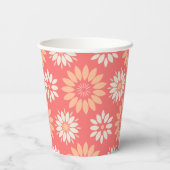 Geometrische Perziken en Crème Bloempatroon Papieren Bekers (Achterkant)