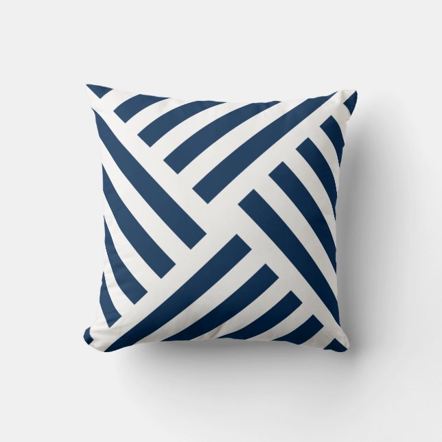 Geometrische pinwielband in Nautical Navy Blue Kussen (Voorkant)