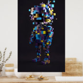 Geometrische pixel abstracte figuren rood geel poster (Keuken)