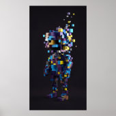Geometrische pixel abstracte figuren rood geel poster (Voorkant)