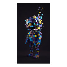 Geometrische pixel abstracte figuren rood geel