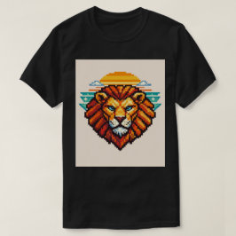 Geometrische Pixel Leeuw Retro T-shirt