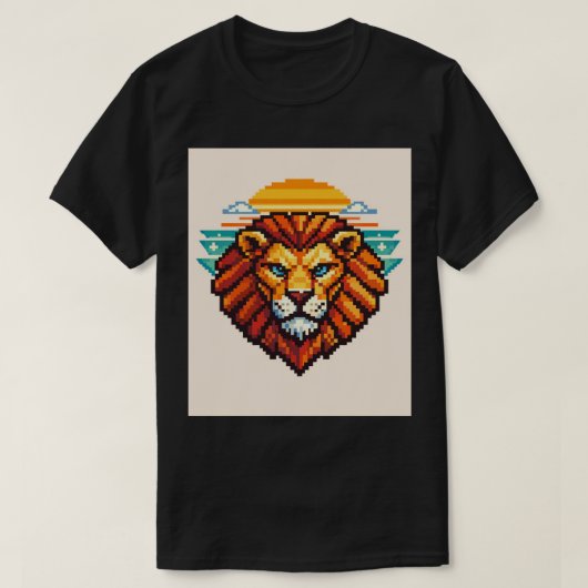 Geometrische Pixel Leeuw Retro T-shirt (Design voorkant)