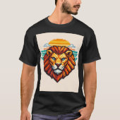 Geometrische Pixel Leeuw Retro T-shirt (Voorkant)