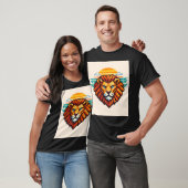 Geometrische Pixel Leeuw Retro T-shirt (Unisex)