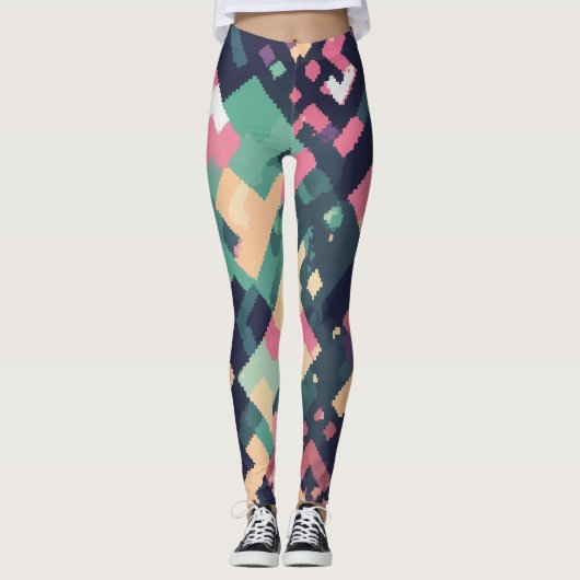 Geometrische pixel leggings (Voorkant)