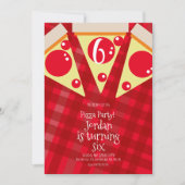Geometrische Pizza Slices Party Red Birthday Kaart (Voorkant)