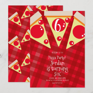 Geometrische pizzaslices feest rood verjaardag    kaart