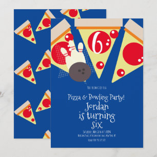 Geometrische pizzaslices feestje bowling verjaarda kaart