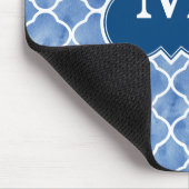 Geometrische plattegronmonogram Navy Blue Waterver Muismat (Hoek)