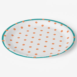 Geometrische polka stippen verbrand Sinaasappel wi Papieren Bordje