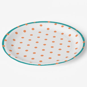 Geometrische polka stippen verbrand Sinaasappel wi Papieren Bordje
