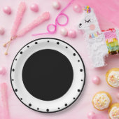 Geometrische polka stippen zwart wit papieren bordje (Feest)