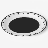 Geometrische polka stippen zwart wit papieren bordje (Gekanteld)