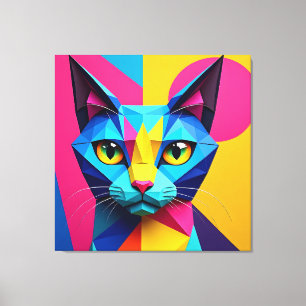 Geometrische Pop Art Kat Canvas Afdruk
