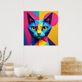Geometrische Pop Art Kat Poster (Keuken)