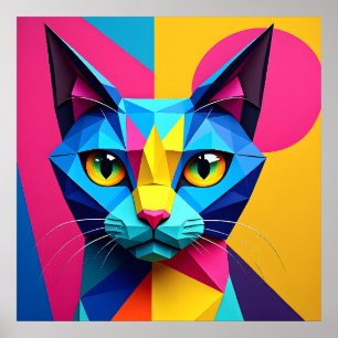 Geometrische Pop Art Kat Poster