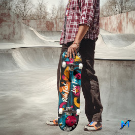 Geometrische Pop Art - Ride Fast, Live Free Persoonlijk Skateboard