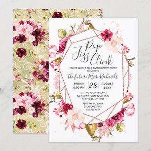Geometrische Pop Fizz Clink Bachelorette Party Inv Kaart