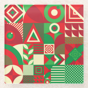 Geometrische Pop: Kleurrijke Abstracte Tegels. Glazen Onderzetter