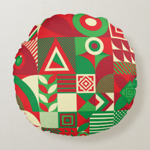 Geometrische Pop: Kleurrijke Abstracte Tegels. Rond Kussen