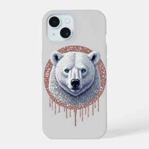 Geometrische portret van ijsbeer in zachte neutral iPhone 15 case