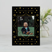 Geometrische pret vakantie Halloween foto folie ka Folie Feestdagenkaart (Staand Voorkant)