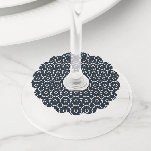 Geometrische print wijnglaslabel (Dichtbij)