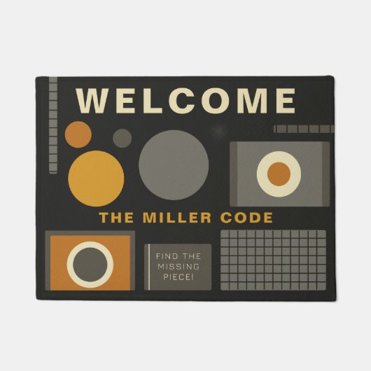 Geometrische puzzel met aanpasbare familienaam deurmat (Voorkant)