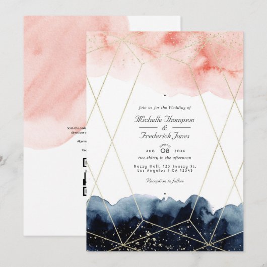 Geometrische QR-code voor zeemacht en zwarte Water Kaart (Voorkant / Achterkant)