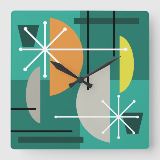 Geometrische quadranen Abstracte kunst Vierkante Klok (Voorkant)